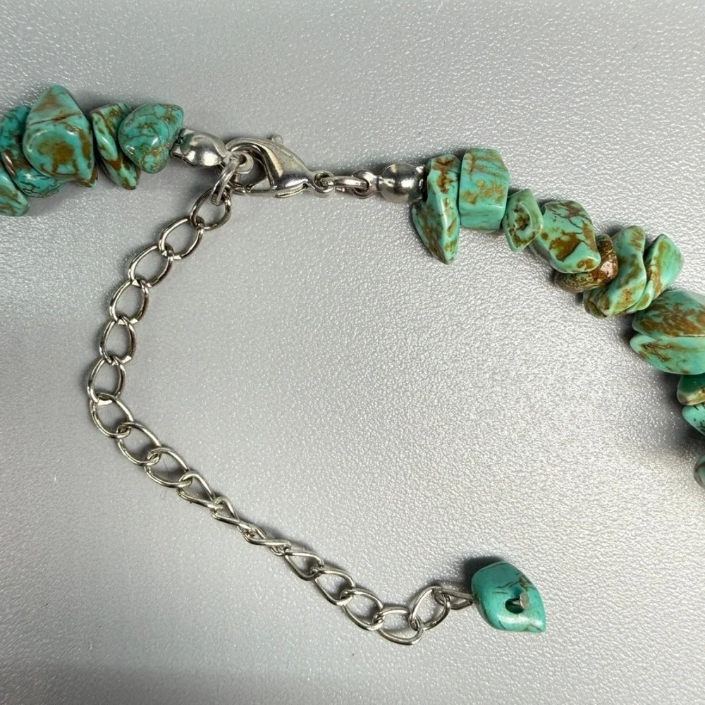 Large Chunky Turquoise Nugget and Chip Pendant Necklace 18